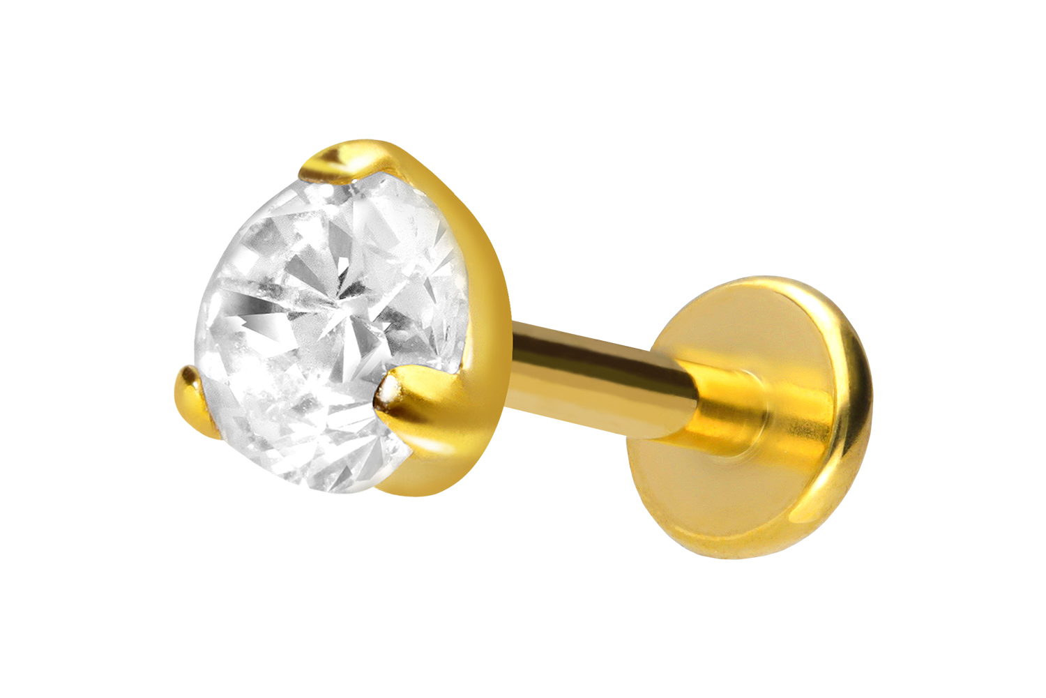 Titan Labret Piercing mit Innengewinde EINGEFASSTER KRISTALL
